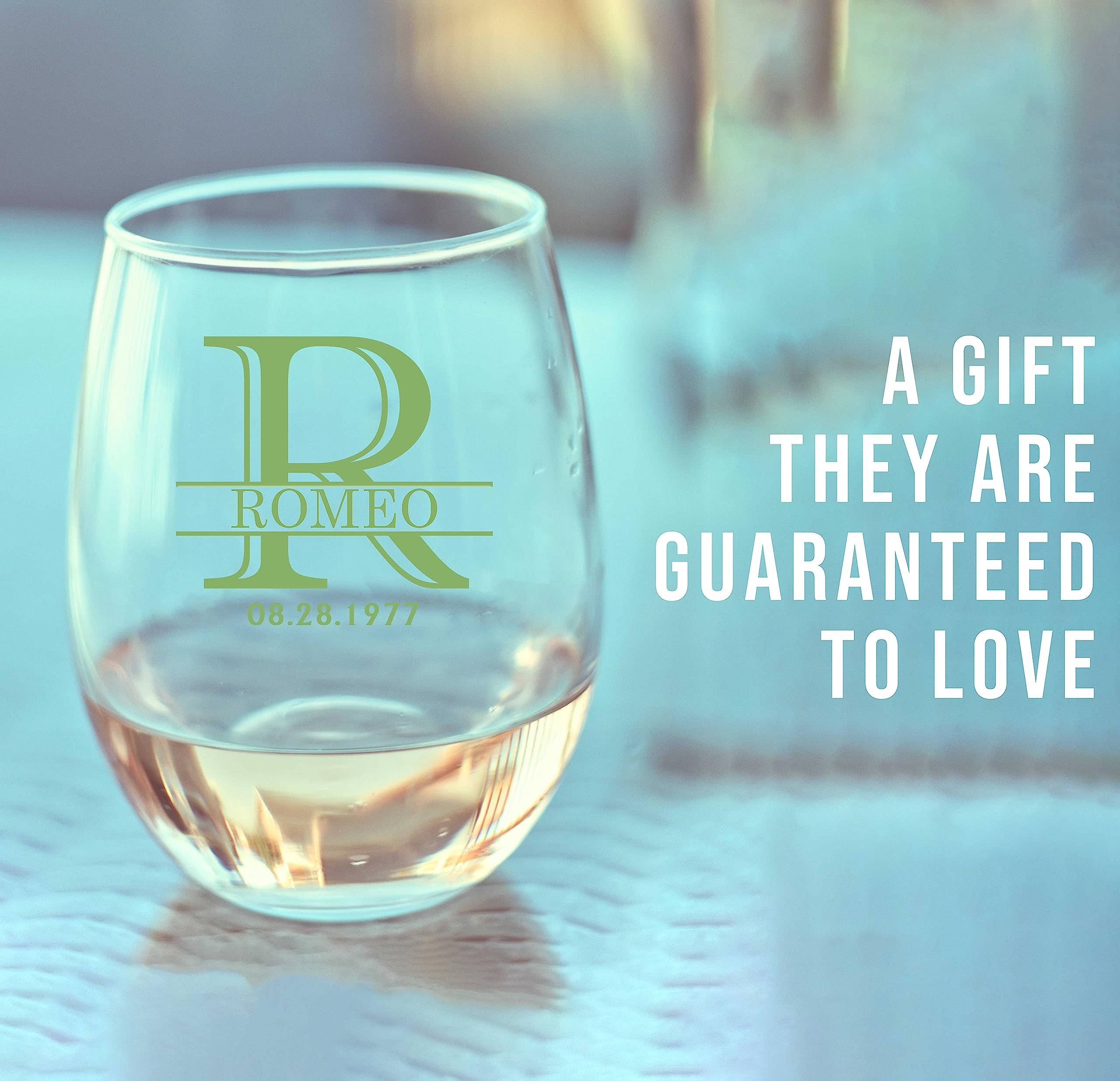 Personalized Printed 17oz Stemless Wine Glass, Gifts for Women, Customized Christmas Gifts, Unique Custom Gifts for Mom, Customizable Bridesmaid Birthday Wine Tumbler, Halpert Monogram