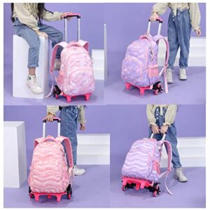 VIDOSCLA Colorful Kids Girls Elementary Trolley Backpack Rolling BookBag Wheeled Schoolbag for Teens