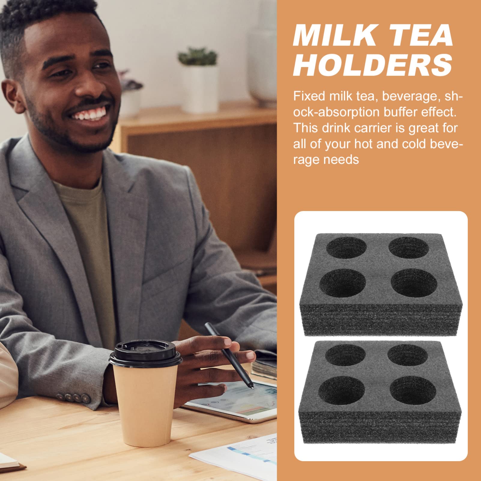 Foam Drink Carrier Holder Trays: 2pcs 4 Cup Holder Drink Carriers Coffee Drink Milk Tea Holder for Takeout Picnics Outdoors Travel