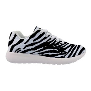 FOR U DESIGNS Stylish Sneakers for Women White and Black Zebra Printing Walking Running Shoes for Gym Sports Athletic Sneakers Lace Up