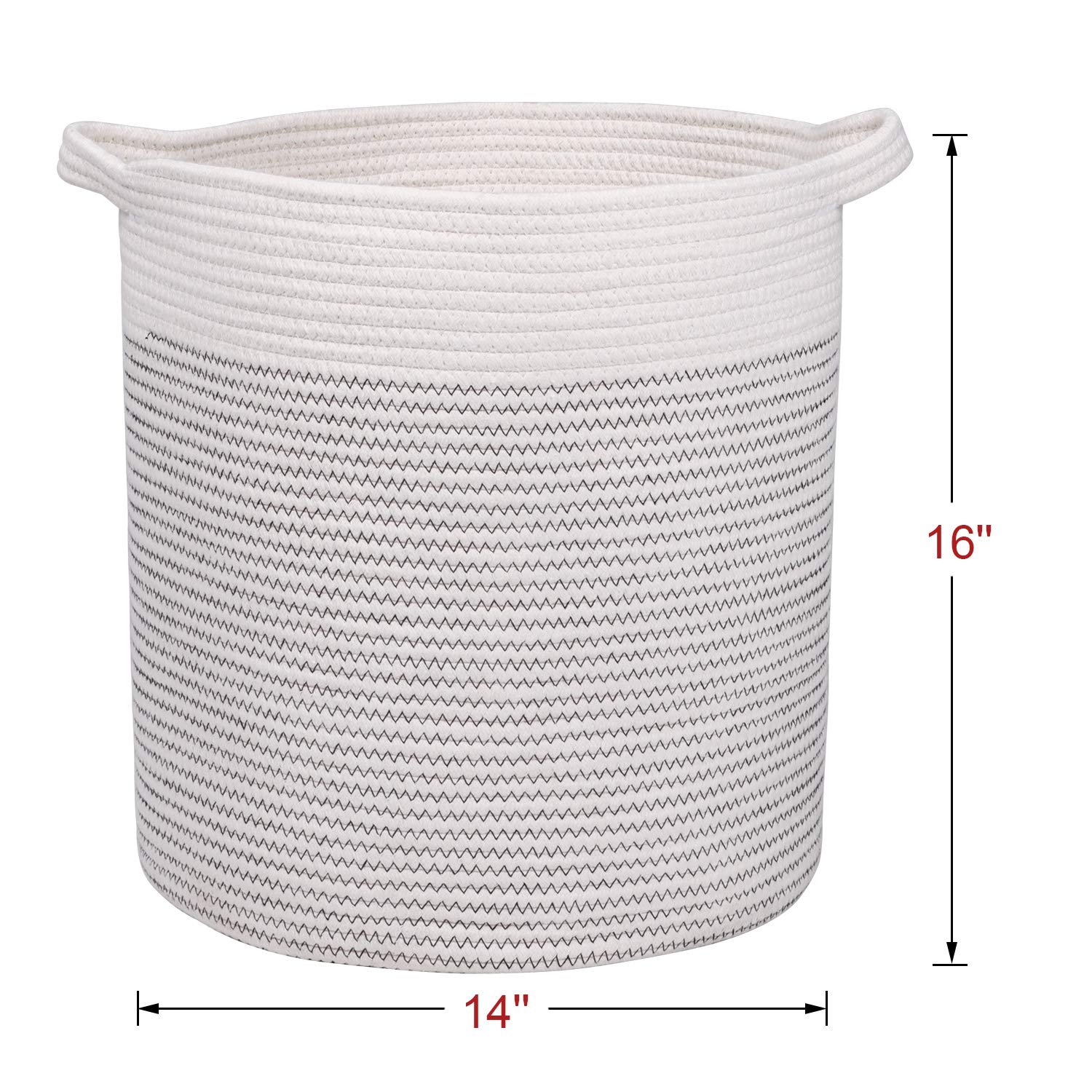 Syeeiex Rope Basket, 14''x 14''x 16'' Blanket Basket Woven Baskets for Storage, Rope Baskets for Storage, Basket for Baby Toys, Clothes, Towels, Pillows(White & Desert)