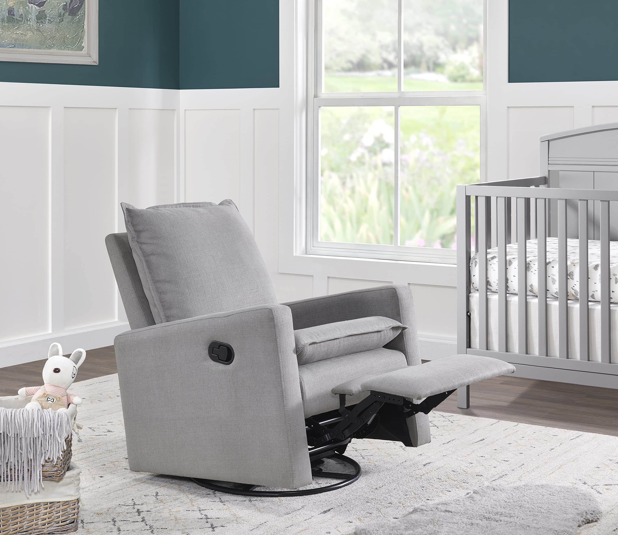 Oxford Baby Uptown Upholstered Swivel Glider and Recliner Nursery Chair, Gray