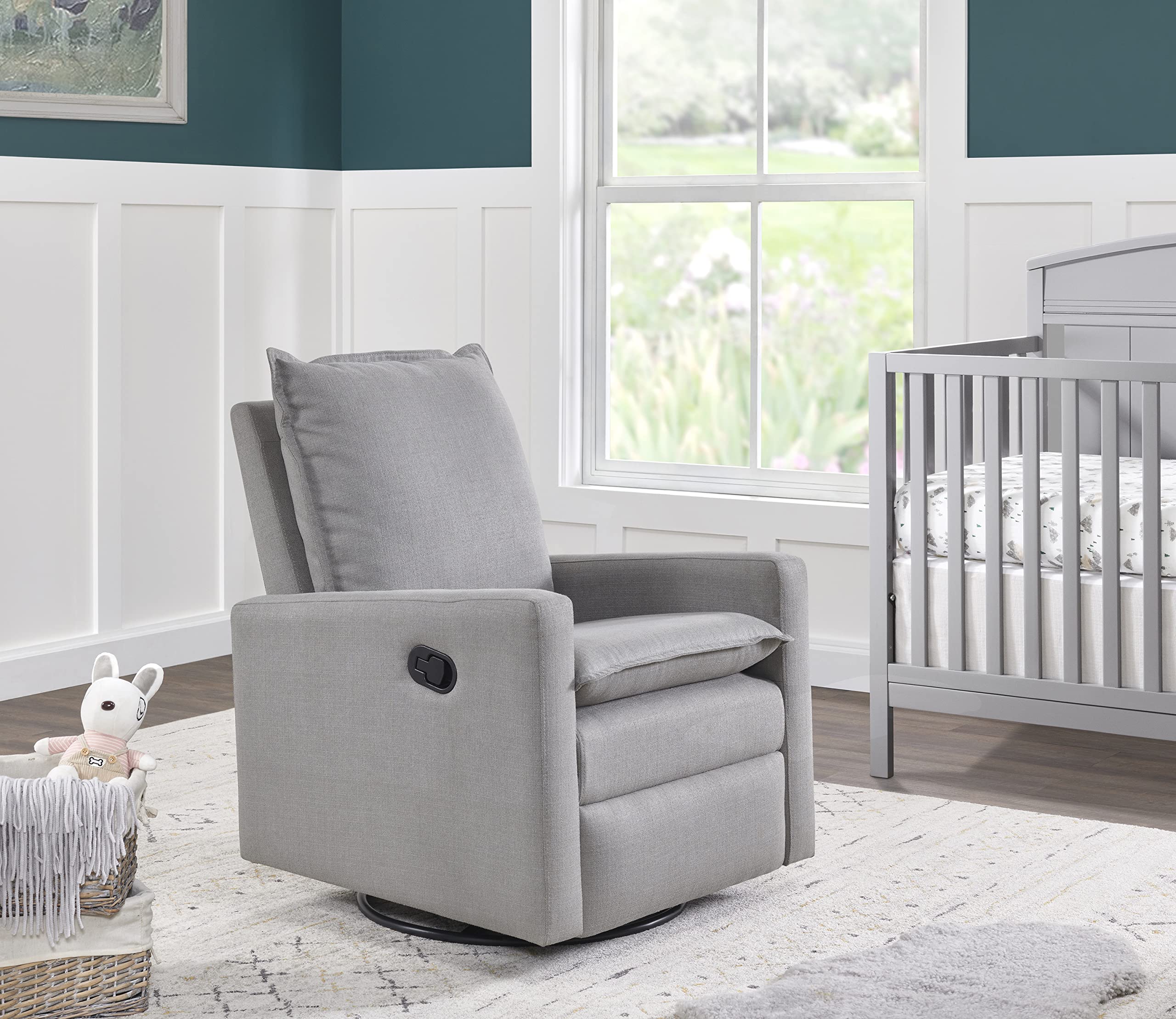 Oxford Baby Uptown Upholstered Swivel Glider and Recliner Nursery Chair, Gray