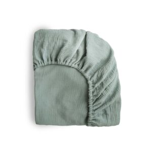 mushie extra soft muslin fitted mini crib sheet | 24"x 38" (roman green)