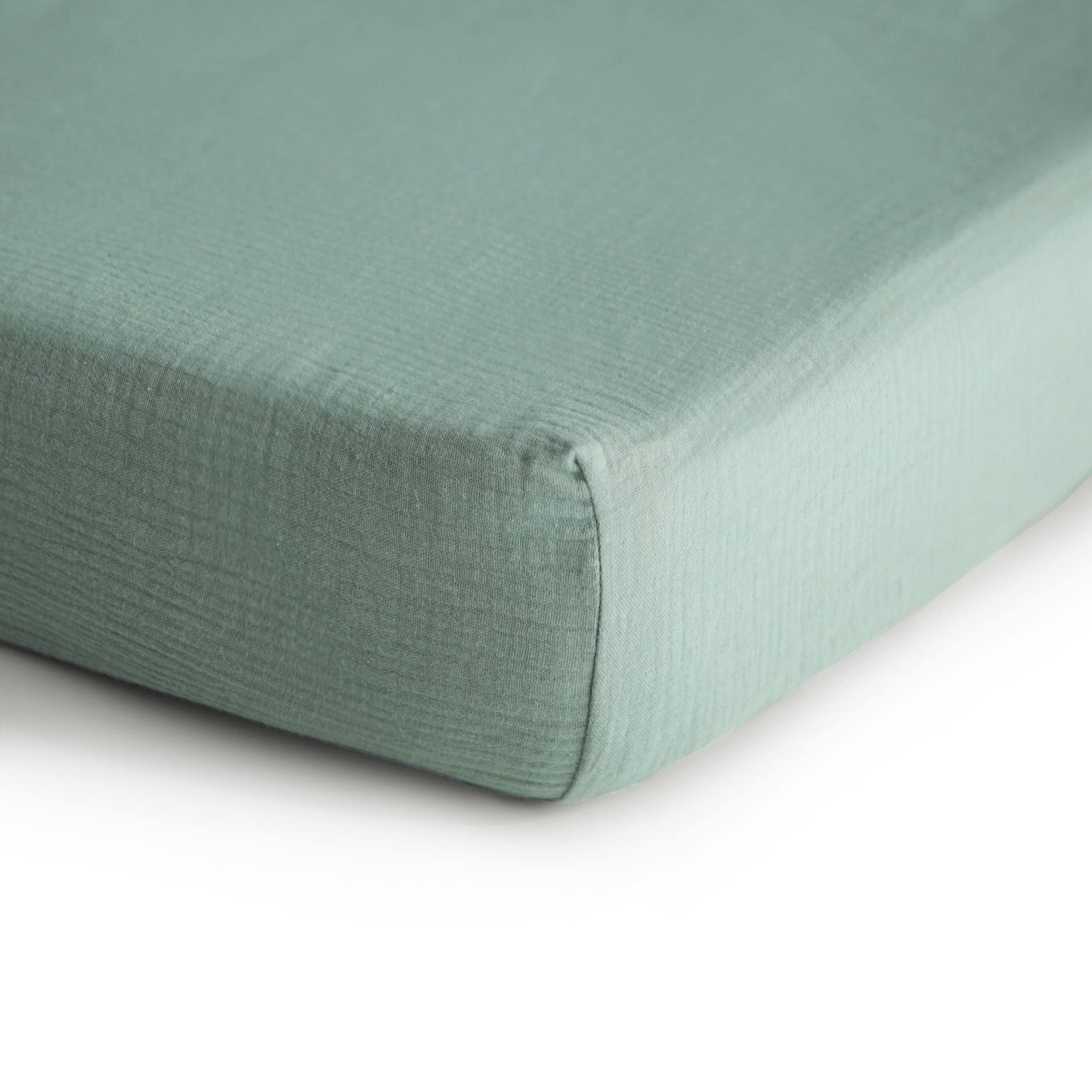 mushie Extra Soft Muslin Fitted Mini Crib Sheet | 24"x 38" (Roman Green)