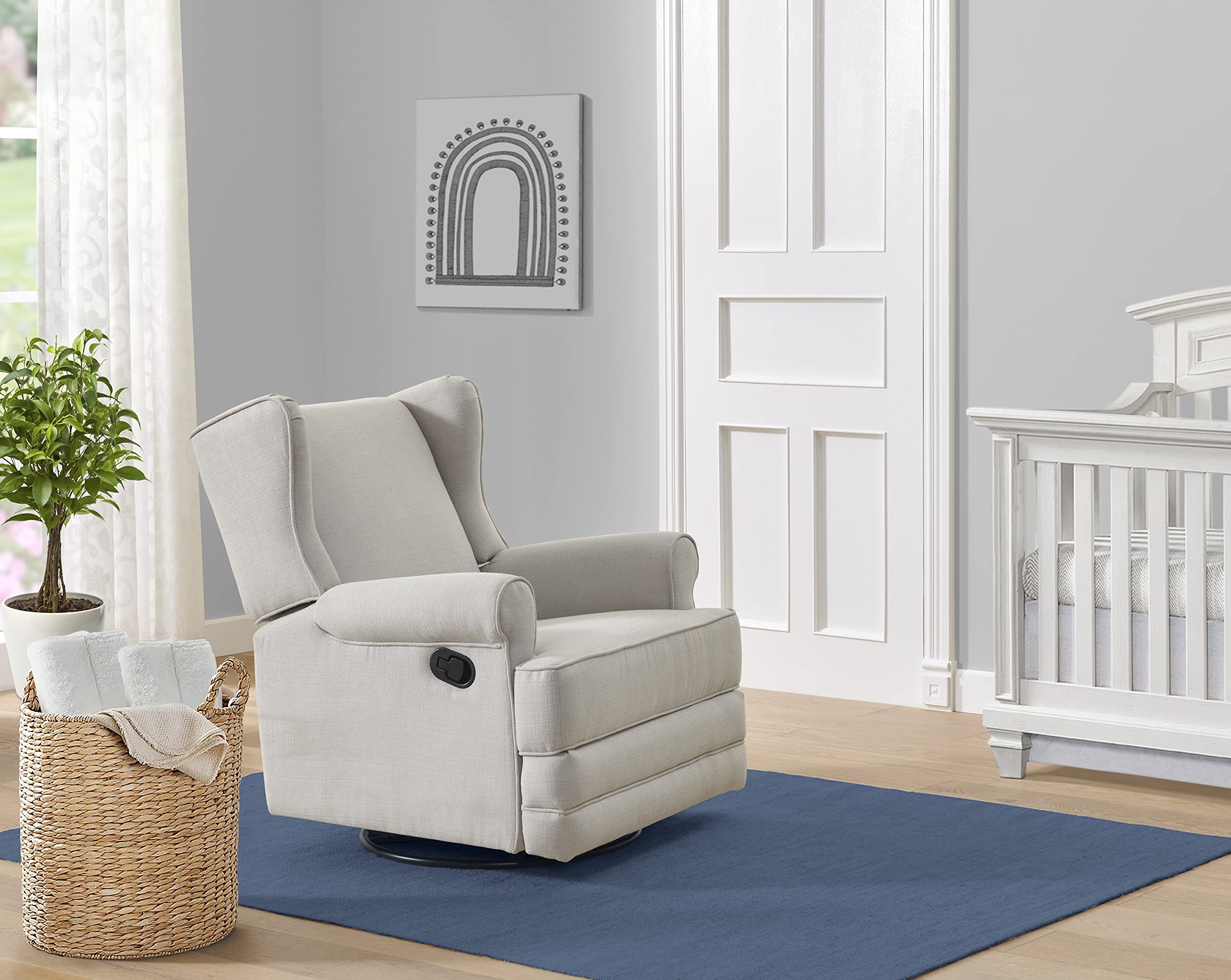 Oxford Baby Teegan Upholstered Swivel Glider & Recliner Nursery Chair, Sand