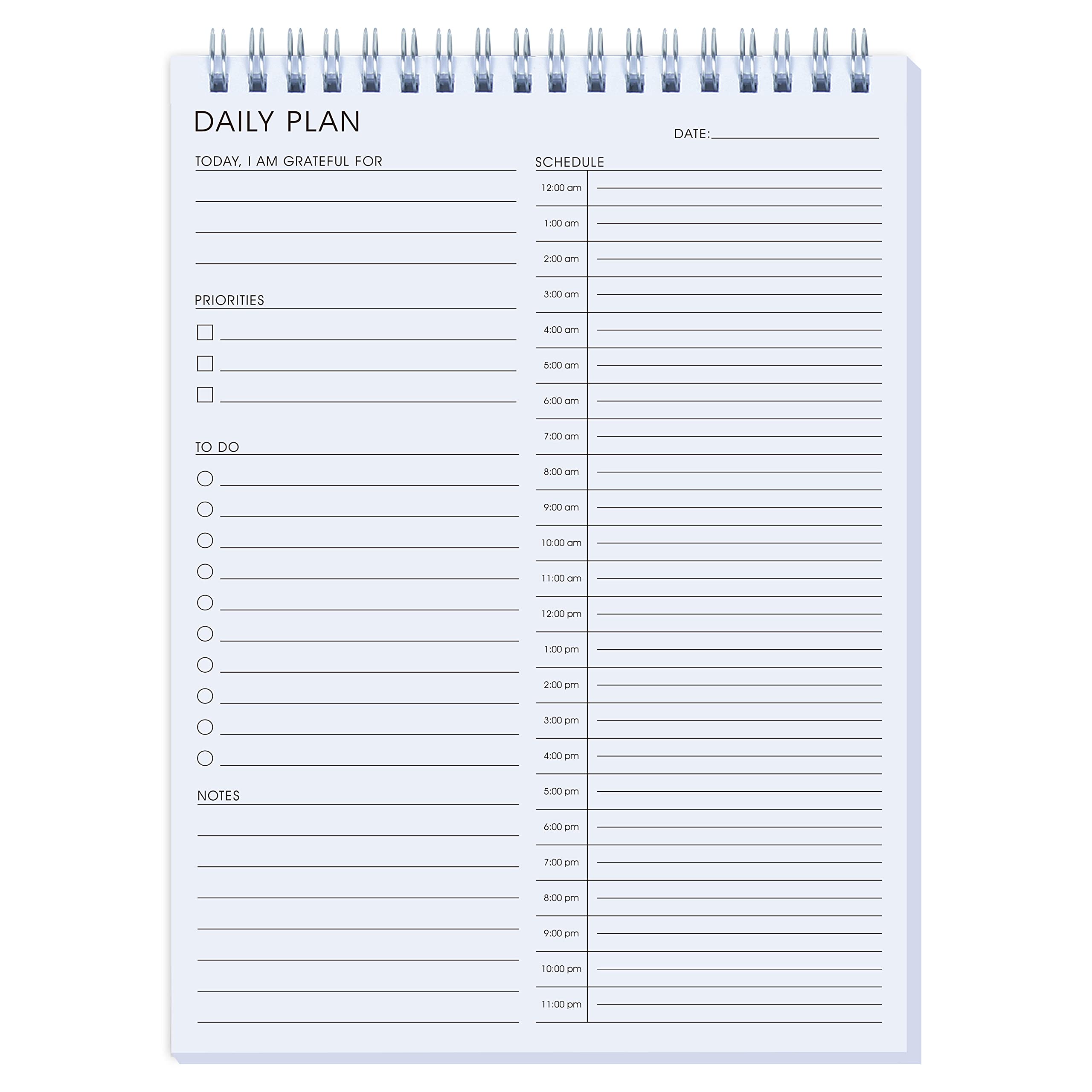 24 Hour Daily Planner - Daily To Do List for Work & Personal Life, Productivity Planner, Everyday Planner, Daily Schedule, 6.5 x 9.8