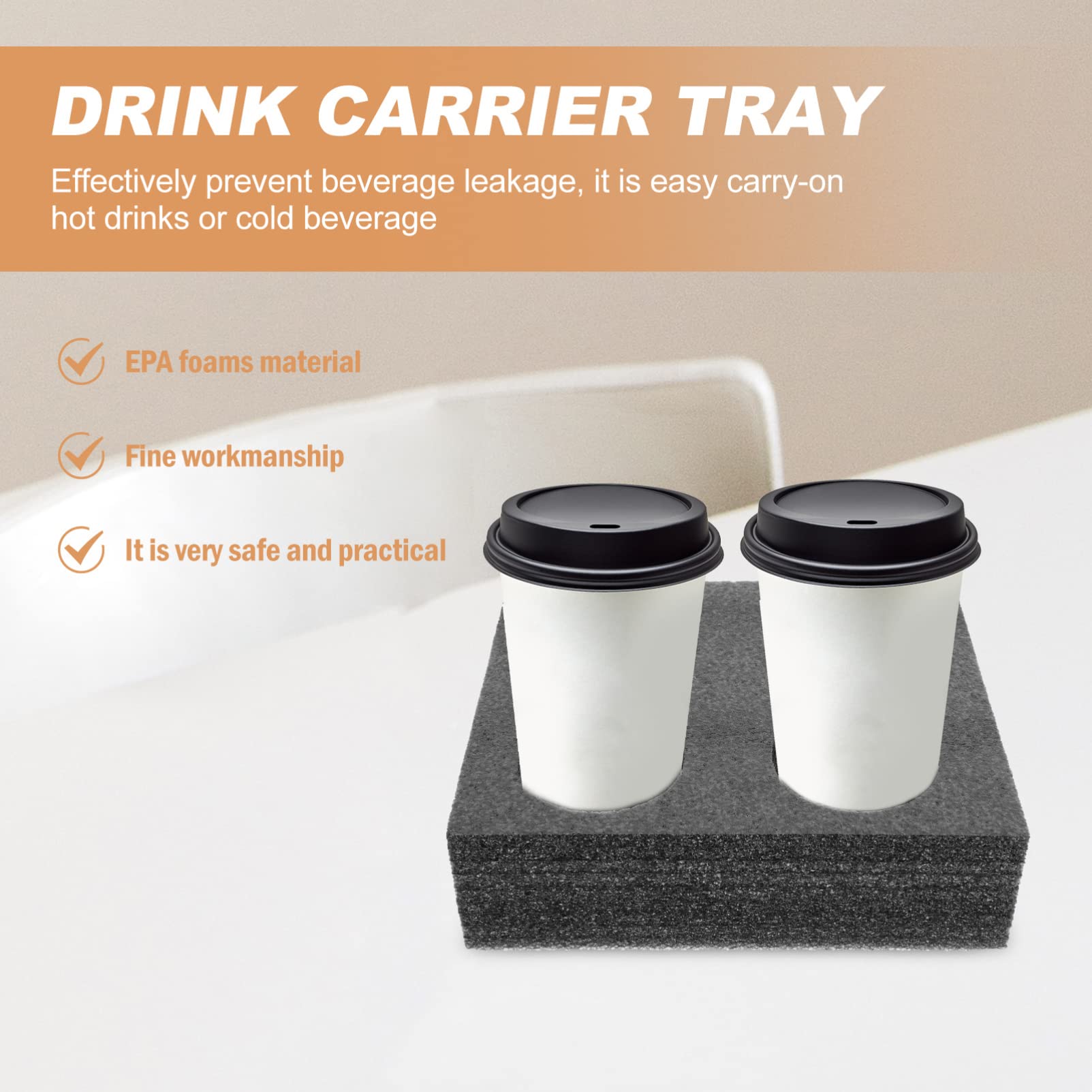 Cabilock 2Pcs 4 Hole Cup Holder Portable Drink Carrier Coffee Carrier Cup Trays Disposable Coffee Tray Milk Brackets for Shelves Foam Coffee Carrier Pearl Cotton Universal Foam Cup Travel