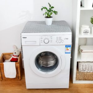 LOYIFE Washing Machine Top Covers, Refrigerator Dust Cover, Washer And Dryer Top Cover Front Load, With 4 Storage Bags, Grey, 51*21.5 in