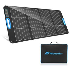 nicesolar 100w foldable solar panel 100 watt portable solar panel charger for portable power station solar generator, with usb a&c pd 65w for laptop smartphone tablet power bank camping rv outdoor