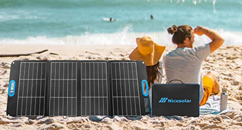 Nicesolar 100W Foldable Solar Panel 100 Watt Portable Solar Panel Charger for Portable Power Station Solar Generator, with USB A&C PD 65W for Laptop Smartphone Tablet Power Bank Camping RV Outdoor