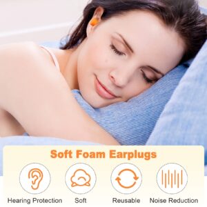 200 Pairs Silicone Ear Plugs with Cord Soft Foam Earplugs Individually Wrapped Noise Reduction Ear Plugs for Shooting Range Reusable Earplugs for Ear Protection Work Sleeping Construction