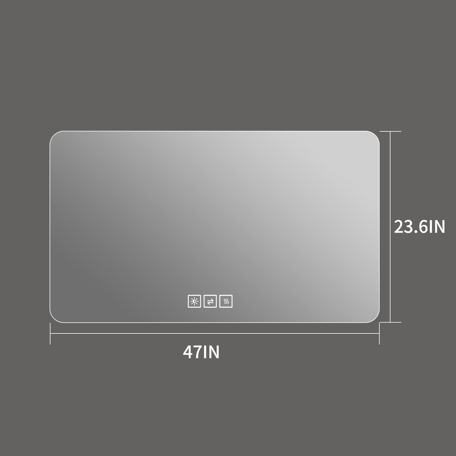 LAIYA 23.5”X47.5” Bathroom Vanity Mirror with Lights, Wall-Mounted Led Black Mirror for Bathroom Anti-Fog Waterproof, Light Adjustment Intelligent Touch Button Horizontal