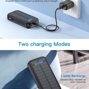 Portable Charger with Built in Cable Power Bank 30000mAh Fast Charging PD 20W Battery Pack 5 Output und 4 Input Backup Charger Travel for iPhone Android Samsung etc-Black