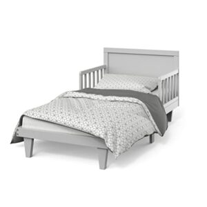child craft tremont toddler bed for kids with guard rails, low to ground design, made of pinewood, featuring clean lines to match any décor (gentle gray)