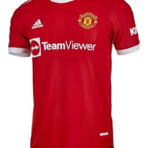 adidas Men's Manchester United Home Authentic Soccer Jersey 2021/22 (Medium) Red