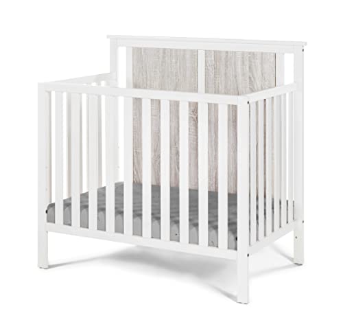 Suite Bebe Connelly 3-in-1 Mini Crib in White/Rockport Gray - Comes with Mattress Pad