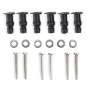 VALLVATER 6 Pack Toilet Seat Hinges Screws Top Mount Nuts Screws Toilet Seat Fixings Expanding Rubber Toilet Seat Bolts Kit Compatible Black