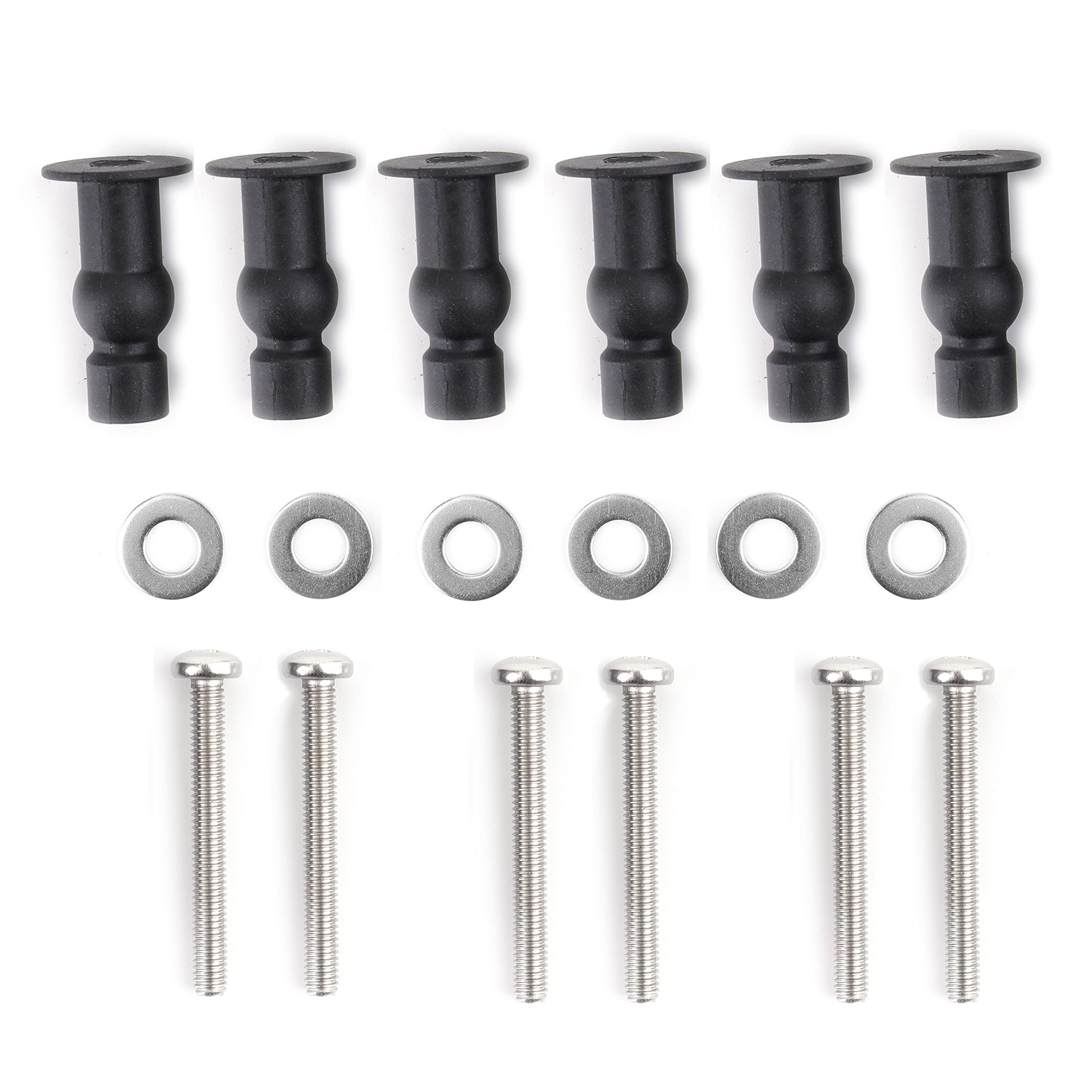 VALLVATER 6 Pack Toilet Seat Hinges Screws Top Mount Nuts Screws Toilet Seat Fixings Expanding Rubber Toilet Seat Bolts Kit Compatible Black