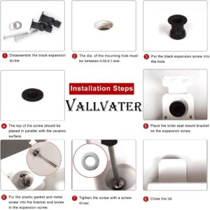VALLVATER 6 Pack Toilet Seat Hinges Screws Top Mount Nuts Screws Toilet Seat Fixings Expanding Rubber Toilet Seat Bolts Kit Compatible Black