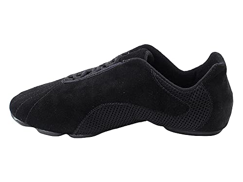 Very Fine Dancesport Shoes Very Fine Unisex-Adult Jazz Ballroom Exercise Dance Sneaker Shoes VFSN016 + Shoe Bag (Black Suede, Size 11), 11 Women/10 Men
