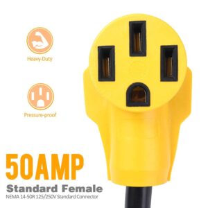 Snowy Fox Bundle RV 50 Amp Male Replacement Plug with 18 Inch RV Generator Adapter with Grip Handle