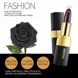 Lip Balm Lipstick, YACAISI Lip Stain Long Lasting Waterproof, Long Lasting Nutritious Lip Balm Lips Moisturizer Lipstick For Women (Black Rose)