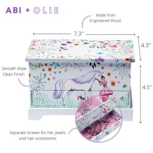 ABI + OLIE Ballerina Unicorn Jewelry Box for Girls & Little Girls Jewelry Box - Kids Jewelry Box and Girls Music Box - Musical Girls Jewelry Box Organizer - A great Unicorn Gift for Girls