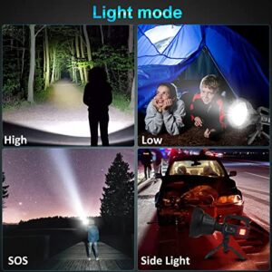 Rechargeable Spotlight Flashlights High Lumens, 150000 Lumens Super Bright LED Searchlight Flashlight IPX5 Waterproof 4 Modes Handheld Spotlight for Emergencies, Fishing, Hiking, Camping