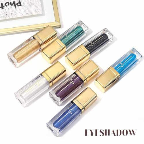 Kilshye Glitter Liquid Eyeshadow Shimmer Eye Shadow Metallic Eyeshadows High Pigment Eyes Shadow Long Lasting Waterproof Eyes Liquid Makeup for Women and Girls Pack of 1 (E- Gold 6)