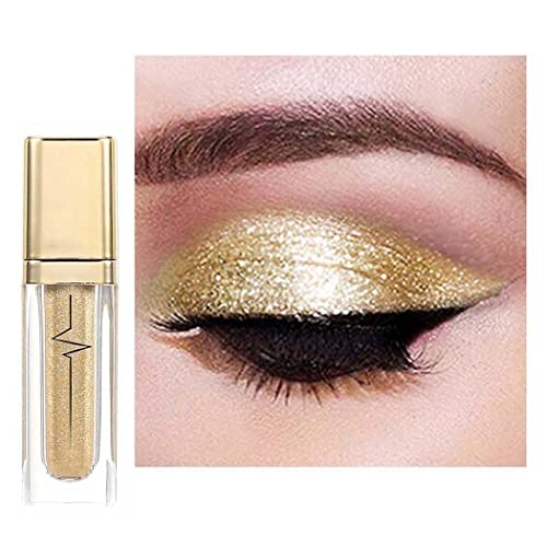 Kilshye Glitter Liquid Eyeshadow Shimmer Eye Shadow Metallic Eyeshadows High Pigment Eyes Shadow Long Lasting Waterproof Eyes Liquid Makeup for Women and Girls Pack of 1 (E- Gold 6)