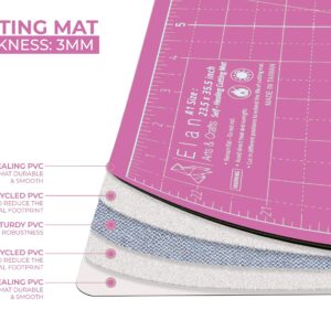 Elan Cutting Mat A1 Pink & Purple, Self Healing Cutting Mat 24 x 36 INCH, 5-Ply Craft Mat Pink, Hobby Cutting Mat 24x36 INCH, Large Cutting Mat, Quilting Cutting Board, Sewing Cutting Board 24 x 36 "