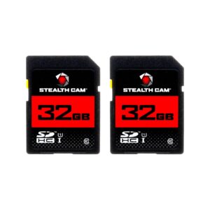 stealth cam sd card - high-speed data transferring storage game trail hunting scouting photo video recording cameras, 32gb sd card (2 pack)