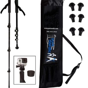 Trekking Bundle - York Nordic Adjustable Travel Pole with 2 Extra Sets of Feet