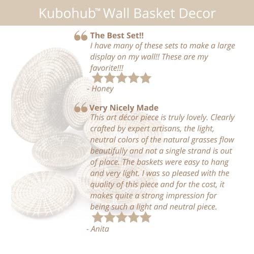 Kubohub Wall Basket Decor Boho Set of 6 - Handcrafted Seagrass Hanging Woven Wall Baskets for Coastal, Farmhouse, Boho Wall Decor - Unique Wicker Wall Art Decor