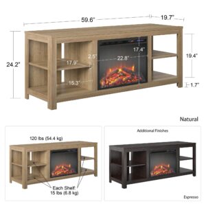 Ameriwood Home Melville Electric Fireplace Console Stand for TVs up to 74", Espresso