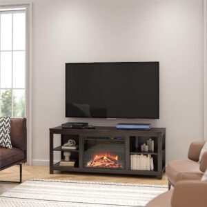 Ameriwood Home Melville Electric Fireplace Console Stand for TVs up to 74", Espresso