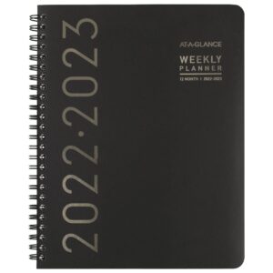 at-a-glance 2022-2023 planner, weekly & monthly academic, 7" x 8-3/4", medium, contemporary lite, black (7058xl0523)