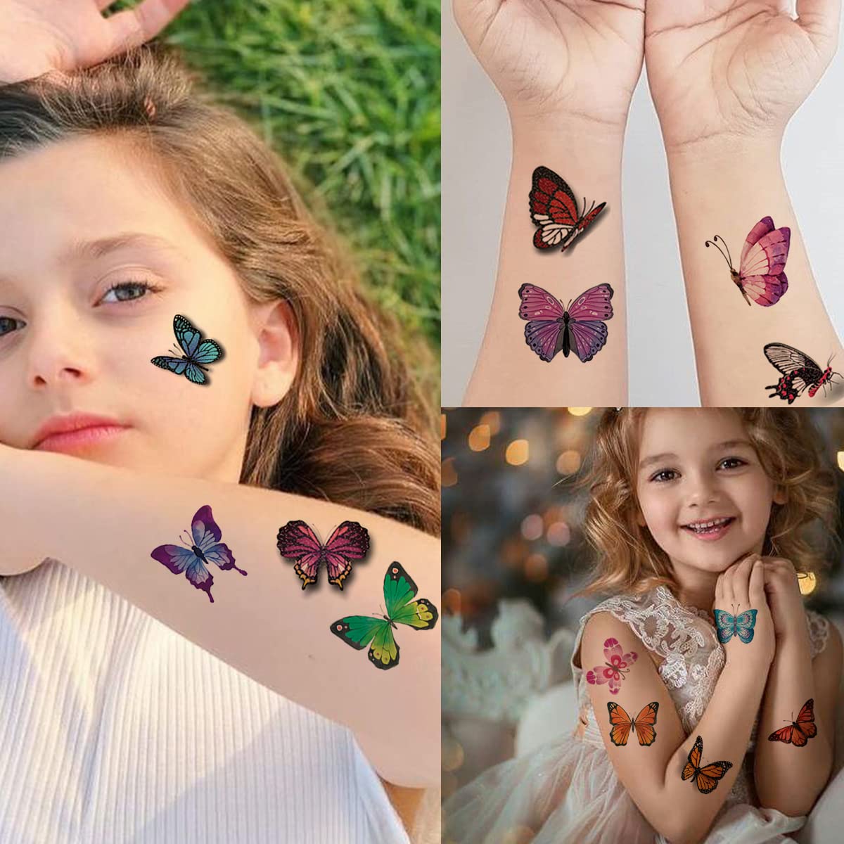 Tazimi 110 Styles Butterfly Temporary Tattoos for Kids Women,Glitter Butterfly Tattoos For Party Favors Gifts Decoration