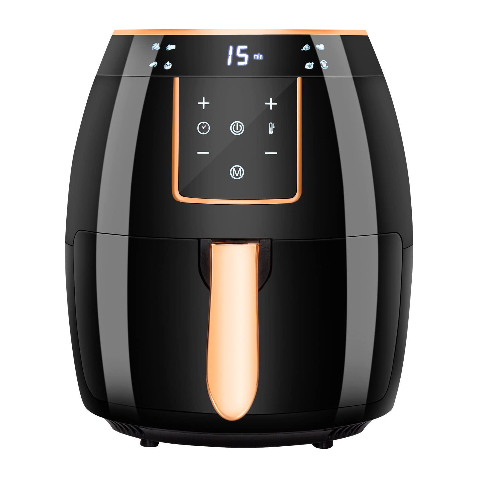 Yensong Air Fryer 5.8QT,Digital Touch Screen &Temperature Control,Non-stick Frying Basket,Free Recipes,Timer and Auto Shut off,1300W(Black)