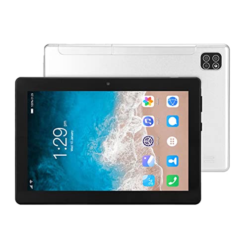 Honio Smart Tablet, Dual Camera 8800mAh Octa Core CPU WiFi Tablet 6GB+128GB Storage Reading (Silver)