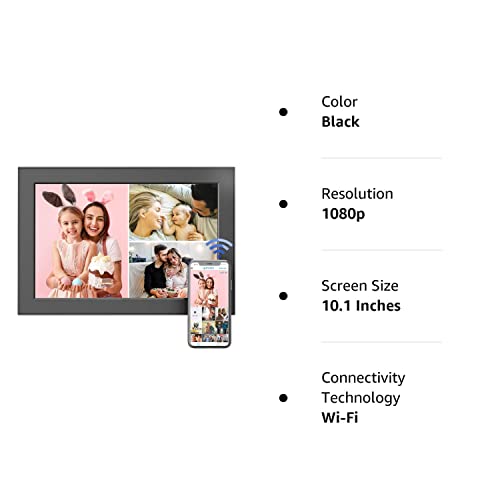 10.1-Inch Digital Photo Frame WiFi Digital Picture Frame - Fullja Photo Album, Full Function, 16GB, 1080P, HD Touch Screen, Instantly Share Photos/Videos via VPhoto APP, Email, Unlimited Could Storage