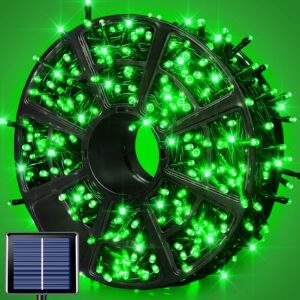 jmexsuss 600 led green lights for st patrick's day, 207 ft green solar string lights, 8 modes solar christmas lights outdoor waterproof for christmas tree st patricks decorations