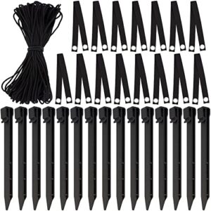 31pcs tree stake kits,15pcs black tree stakes+15pcs tree straps+157.48 in strong rope young trees anchoring kits protect against wind,for sapling straight up outdoor garden yard plant fix stump kit
