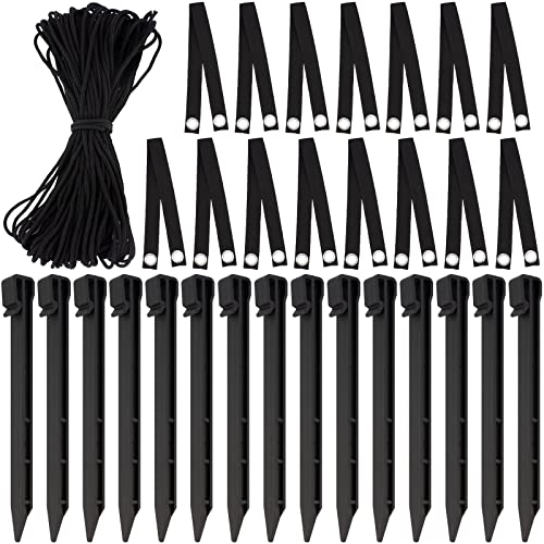 31pcs Tree Stake Kits,15pcs Black Tree Stakes+15pcs Tree Straps+157.48 in Strong Rope Young Trees Anchoring Kits Protect Against Wind,for Sapling Straight Up Outdoor Garden Yard Plant Fix Stump Kit