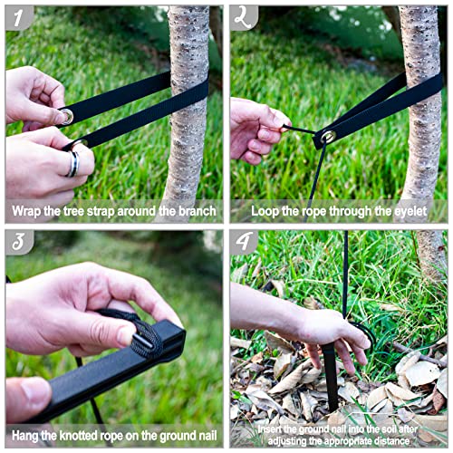 31pcs Tree Stake Kits,15pcs Black Tree Stakes+15pcs Tree Straps+157.48 in Strong Rope Young Trees Anchoring Kits Protect Against Wind,for Sapling Straight Up Outdoor Garden Yard Plant Fix Stump Kit