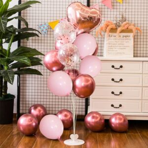 CAKKA Valentines Day Balloons Kit, 101 Pack Rose Gold Pink Heart Balloons with Rose Petals, I Love You Balloons for Anniversary Mothers Day Wedding Romantic Decorations Special Night