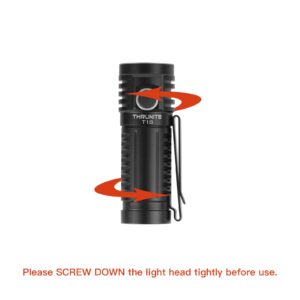 ThruNite T1S Magnetic Tailcap Mini Flashlights, USB C Rechargeable Flashlight with SST40 LED, 1212 Lumen, 184 Meters Long Throw EDC Flashlight - Black CW