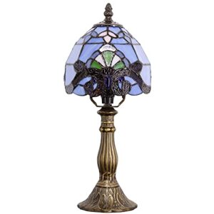 rhlamps small tiffany lamp mini accent table lamp blue stained glass baroque style desk memory lamp sympathy 6x14.6 inch