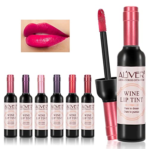 XIDORE 6 Colors Wine Lip Tint,Long Lasting Waterproof Lip Tint Set,Wine Lipstick Matte , Lip Stain Lip Gloss for Girlfriends, Mom,Wife,Women